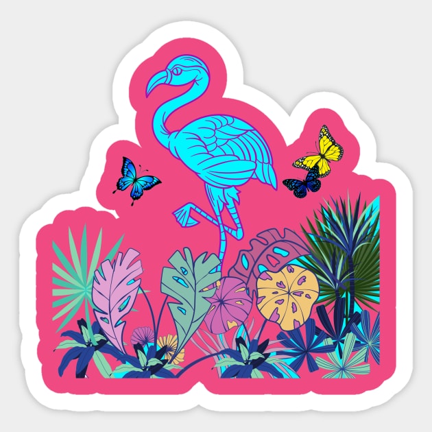 Flamingo Paradiso Sticker by Oceana Studios